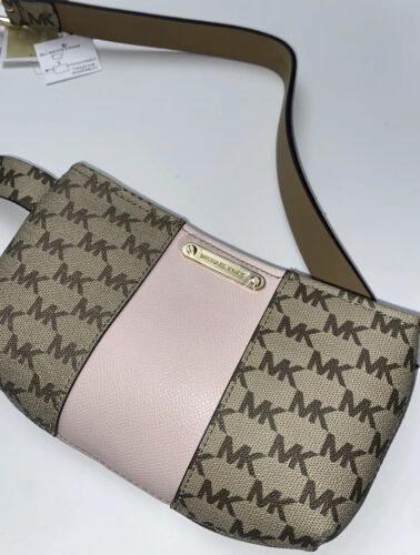 Michael Kors Women’s Belt  Fanny Pack MK Signature Logo PINK/BROWN/BEIGE - L/X