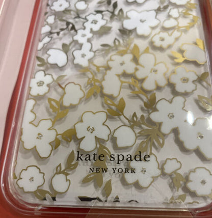 KATE SPADE CASE iPHONE 11  CLEAR -TINY WHITE FLOWER RHINESTONE GOLD FOIL