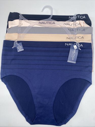 NAUTICA NT9935-5 PCK SIZE 1X~MULTICOLOR SOFT HIGH WAIST BRIEF PANTIES GREAT FIT