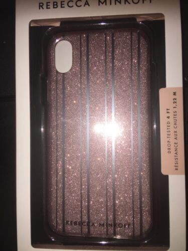 Rebecca Minkoff Metallic Stripe iPhone XR Case, Silver/Pink, iPhone XR NEW