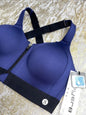 LAYER 8 MAXIMUM SUPPORT SIZE SMALL SPORT BRA FITTED BLUE/BLACK Front Zipper-NEW