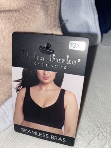 Delta Burke 3-Pack Seamless Bras Size 2X Soft Comfort Lounge Removable Pads NEW