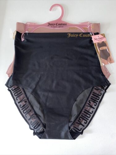 Juicy Couture Women 2Pack~ Shaping Brief Black ~LOGO~No Panty Lines~ UNIQUE!