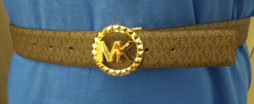 MICHAEL KORS BELT CHOCOLATE SPECIAL MK LOGO GOLD BUCKLE LOGO ON BELT MSRP $68