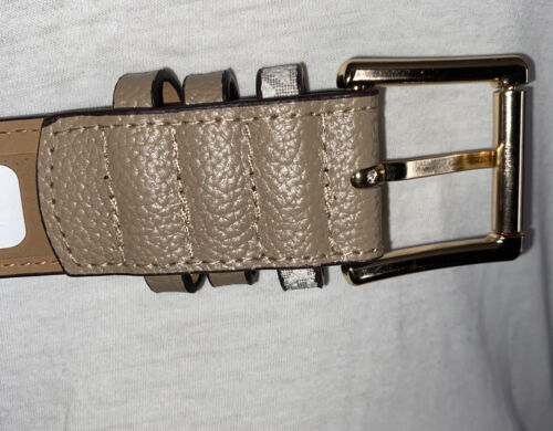 MICHAEL KORS BELT VANILLA MK LOGO WITH TRIPLE BELT LOOP WITH GOLD BUCKLE