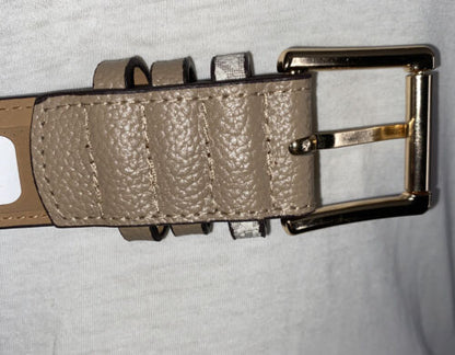 MICHAEL KORS BELT VANILLA MK LOGO WITH TRIPLE BELT LOOP WITH GOLD BUCKLE