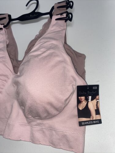 Delta Burke 2-Pack Seamless Bras Sz.2X Soft Comfort Lounge Removable Pads~ CUTE!