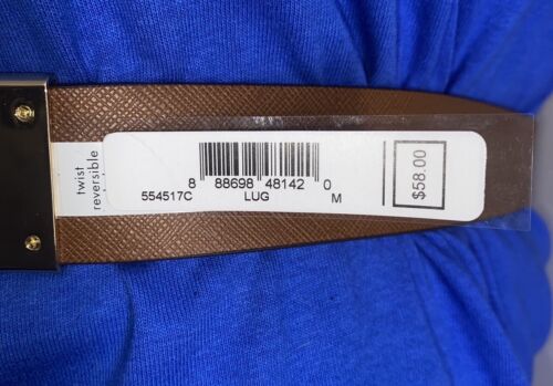 Michael Kors Belt Vanilla/Luggage Reversible Printed MK Logo and Buckle ALL SIZES!