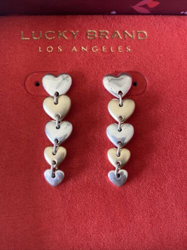 Lucky Brand Tree-Tone Open Frame Little Heart Drop Earrings~NIB~REAR FIND!!!
