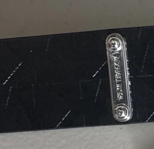 MICHAEL KORS BELT BLACK WITH STAMPED LOGO SILVER BUCKLE