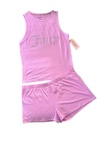 Juicy Couture Sleepwear 2pc Set JC959SP Size XL~ Pink With Rhinestones NWT~SEXY!