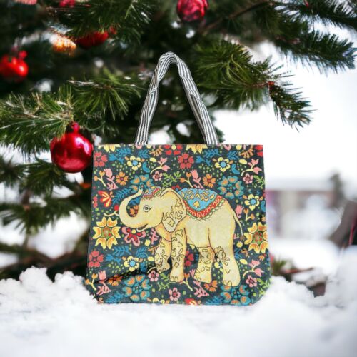 Elephant Tapestry Style~Women Tote Double Handle Large Bag~Multicolor Design~NEW