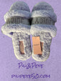 Juicy Couture Black/Silver Slide Slipper Sandals Faux Fur Size XL ( 9.5 - 10.5 )