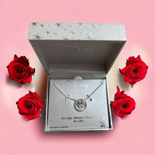 Disney Minnie MOUSE It’s The Minnie Things NECKLACE FINE SILVER PLATED. New