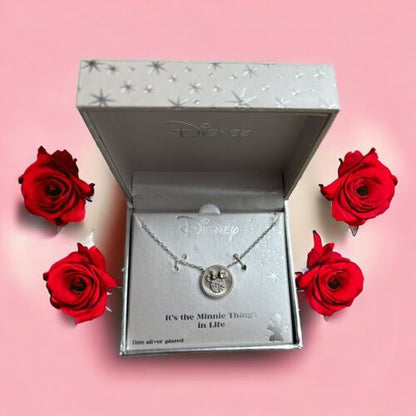 Disney Minnie MOUSE It’s The Minnie Things NECKLACE FINE SILVER PLATED. New