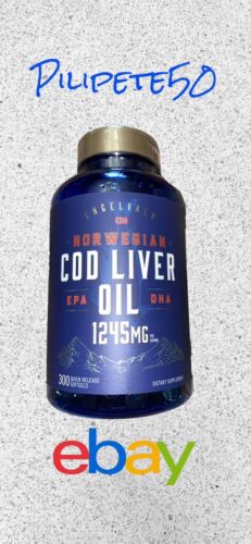 Cod Liver Oil Softgels | 1245mg | 300 Count | Norwegian | Non GMO, Gluten Free