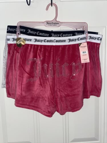 JUICY COUTURE Sleepwear, 2 Pair Velour Shorts, Size L~ Style JC1751~REAR FIND!