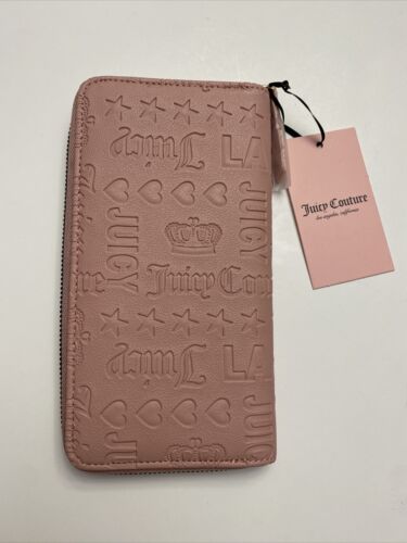 JUICY COUTURE WALLET ORGANIZER- CLUTCH EMBOSSED LOGO-FRONT ZIP & ZIP AROUND CUTE