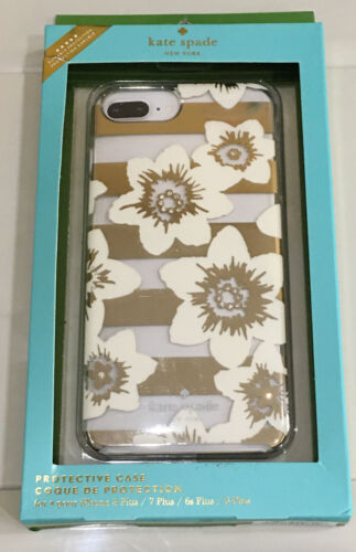KATE SPADE PHONE CASE WHITE FLOWER GOLD ACCENTS RHINESTONE iPhone 8,7,6s,6 PLUS