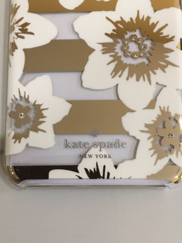 KATE SPADE PHONE CASE WHITE FLOWER GOLD ACCENTS RHINESTONE iPhone XR -NEW