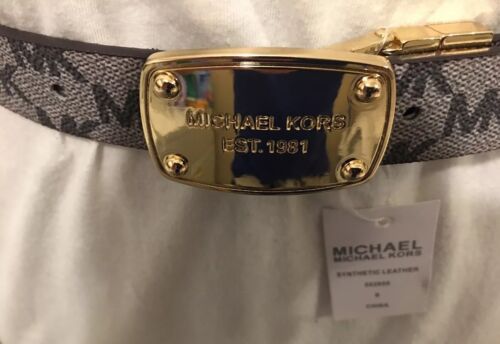 MICHAEL KORS BELT REVERSIBLE  GRAY/TAN W/LOGO BUCKLE SOMETHING REALLY DIFFERENT
