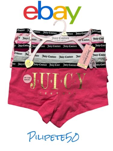 Juicy Couture~Women Boyshort Underwear Panties Cotton Blend 5-Pair JC7530~WOW~M