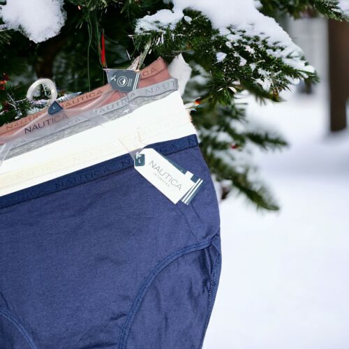 NAUTICA 5-pack~Organic Cotton Women Briefs Sz L High-Rise Multicolor NT3771~GREA