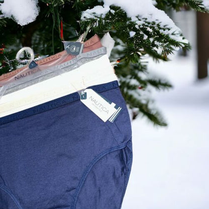 NAUTICA 5-pack~Organic Cotton Women Briefs Sz L High-Rise Multicolor NT3771~GREA