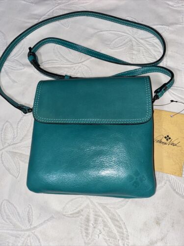 Patricia Nash Bag Distress Vin. Leather Aqua Crossbody Bag Purse NEW