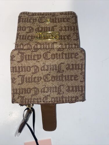 JUICY COUTURE GOTHIC LOGO CHESTNUT CHINO STATE. CARD CASE FOLD OVER-NEW MSRP $35