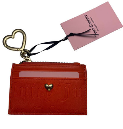 Juicy Couture Deboss Orange Red Pile On Card Case~Key Chain~Coin Wallet~CUTE!!!