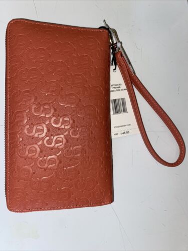 STEVE MADDEN WALLET WRISTLET STAMPED LOGO PAPAYA Zip Around STYLE!!!!