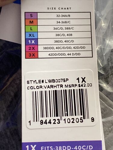 LAYER 8 MAXIMUM SUPPORT SIZE 1XL Sports Bra HEATHER GRAY Fitted Front Zipper-NEW