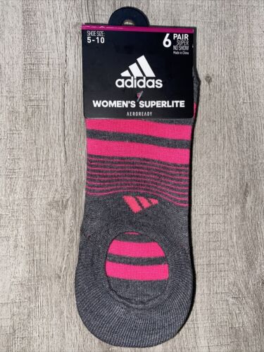 Adidas Superlite Super No Show Socks 6-Pair Multi-Color Size (5-10) Women’s