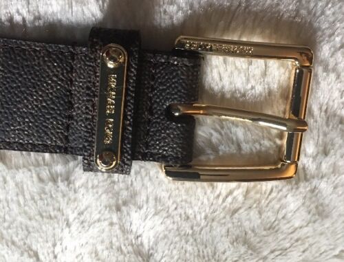 MICHAEL KORS BELT CHOCOLATE MK LOGO GOLD BUCKLE WITH GOLD EYELETS NICE