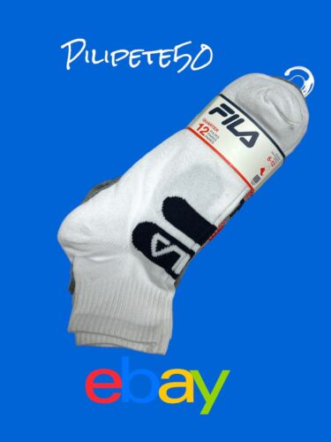 Fila Mens 12 Pair Athletic Quarter Socks~Multicolor Size 6-12-Aerated Mesh~NEW