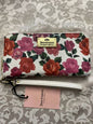 JUICY COUTURE Wallet- Wristlet Zip Around White-Rose Print  Single Zip Large New