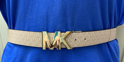 MICHAEL KORS BELT REVERSIBLE SOFT PINK TO WHITE GOLD MK BUCKLE "SO NICE"!