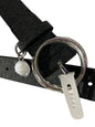 MICHAEL KORS BELT BLACK MK LOGO WITH SILVER BUCKLE AND MK CHARM Sz Large