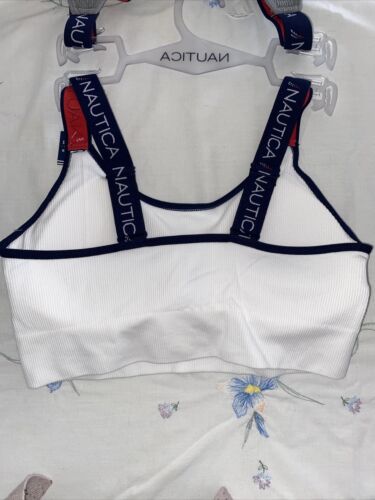 NÁUTICA 2PACK INTIMATES NT7348 WHITE/GRAY LOGO BRAS SIZE L BEAUTIFUL !!!