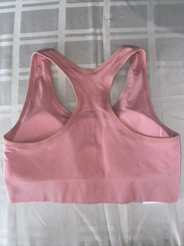 NEW BALANCE Medium Impact Sports Bra Style #R000440 DUSTED PEACH FRONT ZIP LOGO