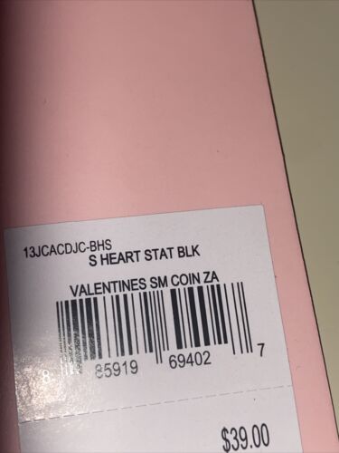 JUICY COUTURE  HEART STAT BLACK VALENTINES COIN PURSE ZIP AROUND WALLET UNIQUE!!
