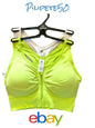 90 Degree By Reflex High Perform. WHITE/GReen- Zippered Sport  Bra 2 Set- SMALL