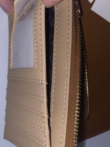 STEVE MADDEN WALLET WRISTLET DETACHABLE CREDIT CARD HOLDER COGNAC/ BLUSH