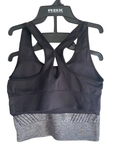 RBX Sport Bras 2 Pack Racer Back~Multicolor~Size Medium~Style: CR4207~REAR FIND!