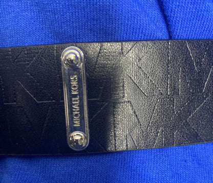 MICHAEL KORS BELT BLACK WITH STAMPED LOGO SILVER BUCKLE