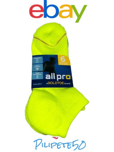 All Pro by GoldToe Women's 6-pair Socks - No Show, Bright Neon Colors, aquafx