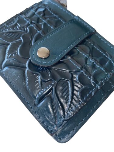 Patricia Nash CASSIS Leather CC ID Case RFID-Blue Coral Rose Tool~CLASSIC BEAUTY