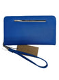 STEVE MADDEN WALLET WRISTLET BLUE SMOOTH TEXTURED SILVER ZIPPER~REAR FIND!
