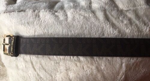 MICHAEL KORS BELT CHOCOLATE MK LOGO GOLD BUCKLE WITH GOLD EYELETS NICE